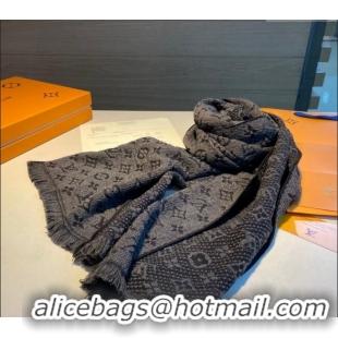 Famous Brand Louis Vuitton Monogram Cashmere Long Scarf 40x180cm 0912 Grey 2024