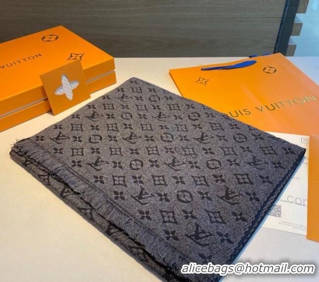 Famous Brand Louis Vuitton Monogram Cashmere Long Scarf 40x180cm 0912 Grey 2024