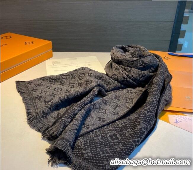 Famous Brand Louis Vuitton Monogram Cashmere Long Scarf 40x180cm 0912 Grey 2024