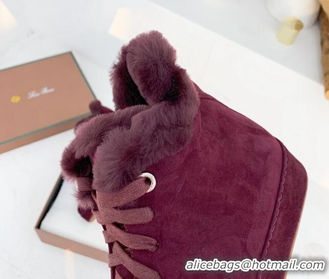 Low Price Loro Piana High top Sneakers in Suede and Wool Fur Grape Purple 1113100