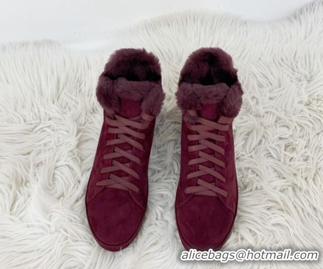 Low Price Loro Piana High top Sneakers in Suede and Wool Fur Grape Purple 1113100