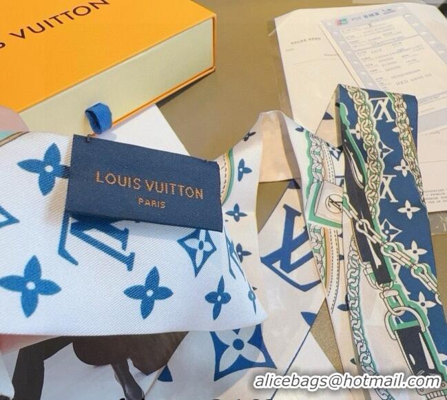 Famous Brand Louis Vuitton Silk Bandeau Scarf 6x120cm 0913 Blue 2024