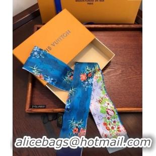 Top Quality Louis Vuitton Flora Silk Bandeau Scarf 091302 Blue 2024