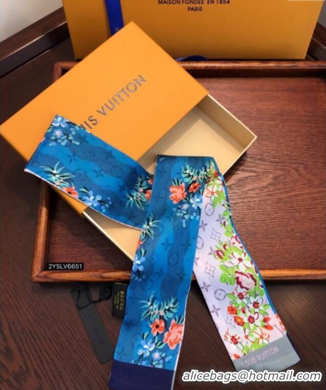 Top Quality Louis Vuitton Flora Silk Bandeau Scarf 091302 Blue 2024