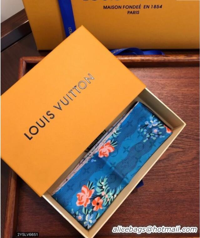 Top Quality Louis Vuitton Flora Silk Bandeau Scarf 091302 Blue 2024