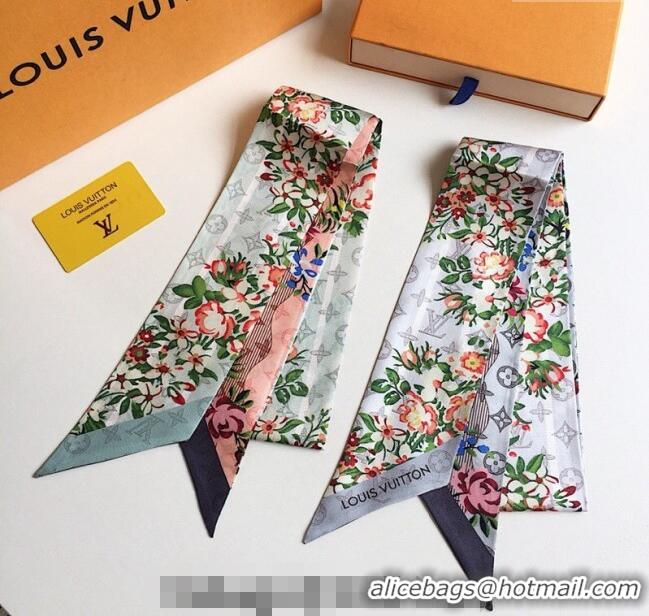 Pretty Style Louis Vuitton Flora Silk Bandeau Scarf 091302 Green/Grey 2024