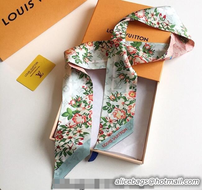 Pretty Style Louis Vuitton Flora Silk Bandeau Scarf 091302 Green/Grey 2024