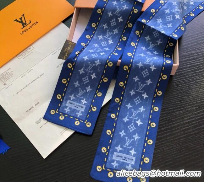 Low Cost Louis Vuitton Silk Bandeau Scarf 091302 Blue/Black/Grey 2024