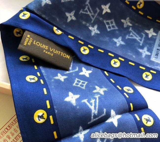 Low Cost Louis Vuitton Silk Bandeau Scarf 091302 Blue/Black/Grey 2024