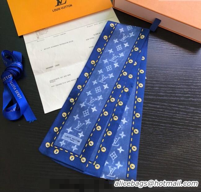 Low Cost Louis Vuitton Silk Bandeau Scarf 091302 Blue/Black/Grey 2024