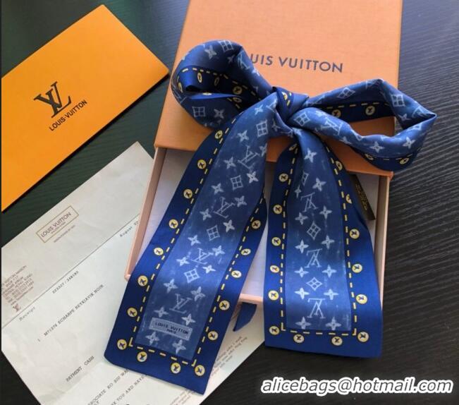 Low Cost Louis Vuitton Silk Bandeau Scarf 091302 Blue/Black/Grey 2024