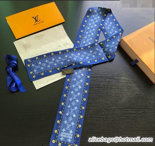 Low Cost Louis Vuitton Silk Bandeau Scarf 091302 Blue/Black/Grey 2024