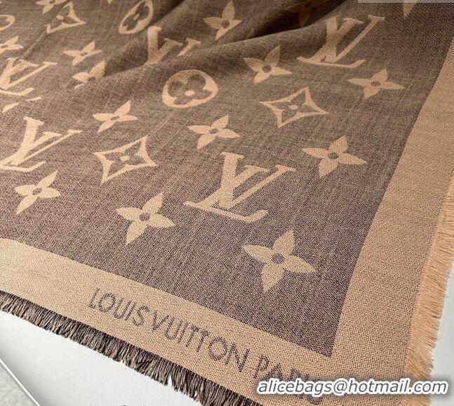 Affordable Price Louis Vuitton Monogram XL Cashmere Silk Shawl 140cm LV102101 Brown 2024