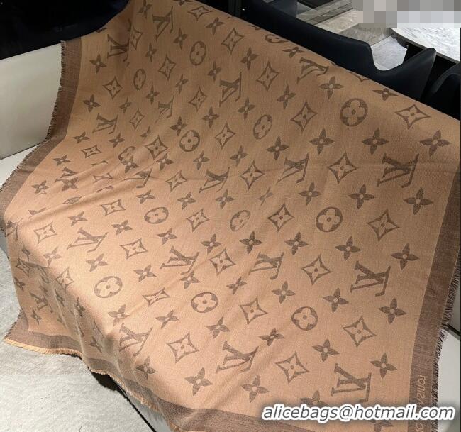 Affordable Price Louis Vuitton Monogram XL Cashmere Silk Shawl 140cm LV102101 Brown 2024