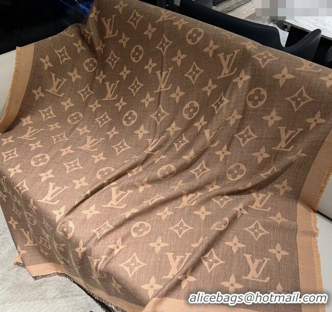 Affordable Price Louis Vuitton Monogram XL Cashmere Silk Shawl 140cm LV102101 Brown 2024