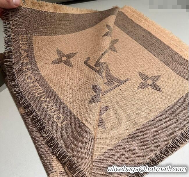 Affordable Price Louis Vuitton Monogram XL Cashmere Silk Shawl 140cm LV102101 Brown 2024