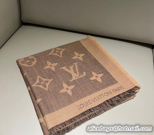 Affordable Price Louis Vuitton Monogram XL Cashmere Silk Shawl 140cm LV102101 Brown 2024