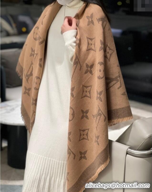 Affordable Price Louis Vuitton Monogram XL Cashmere Silk Shawl 140cm LV102101 Brown 2024