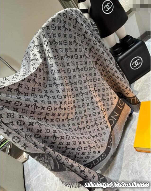 Cheapest Louis Vuitton Silk Wool Shawl 140cm LV102103 Grey 2024