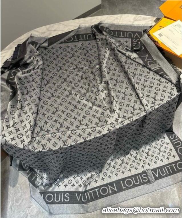 Cheapest Louis Vuitton Silk Wool Shawl 140cm LV102103 Grey 2024