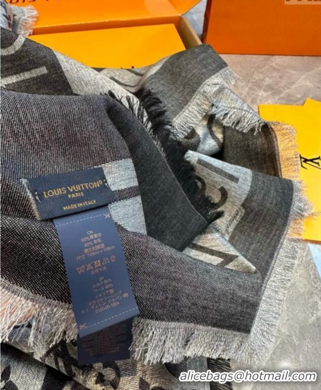 Cheapest Louis Vuitton Silk Wool Shawl 140cm LV102103 Grey 2024