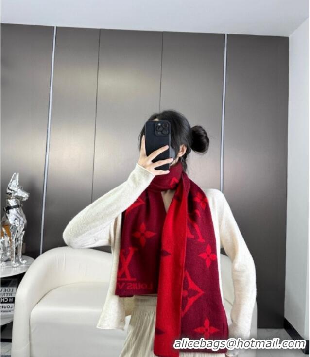 Good Product Louis Vuitton Cashmere Scarf LV112501 Red 2024