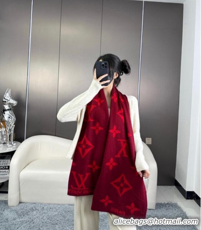 Good Product Louis Vuitton Cashmere Scarf LV112501 Red 2024