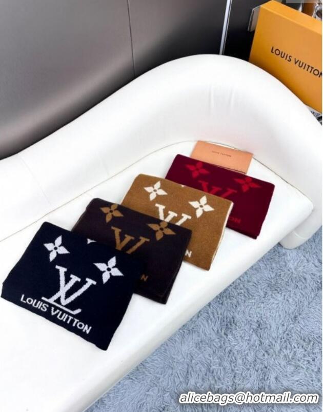 Pretty Style Louis Vuitton Cashmere Scarf LV112502 Brown 2024