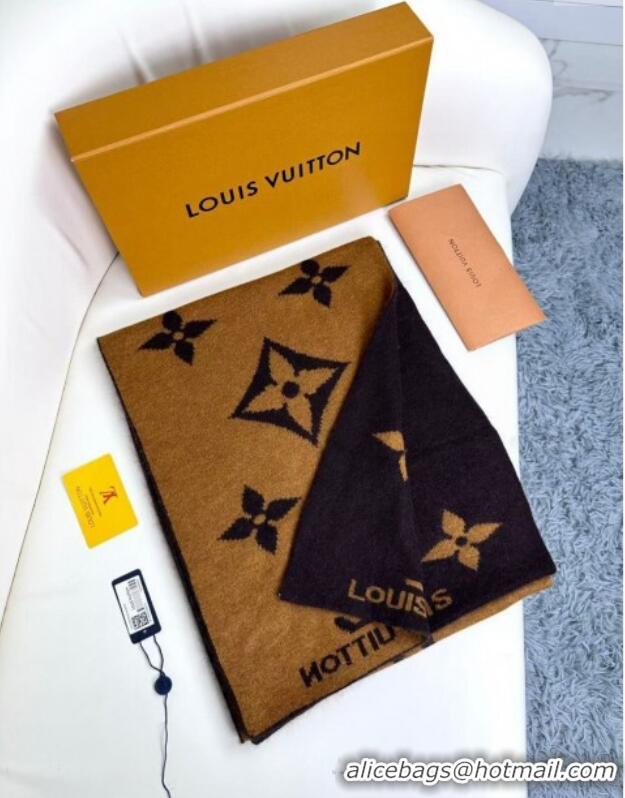 Pretty Style Louis Vuitton Cashmere Scarf LV112502 Brown 2024