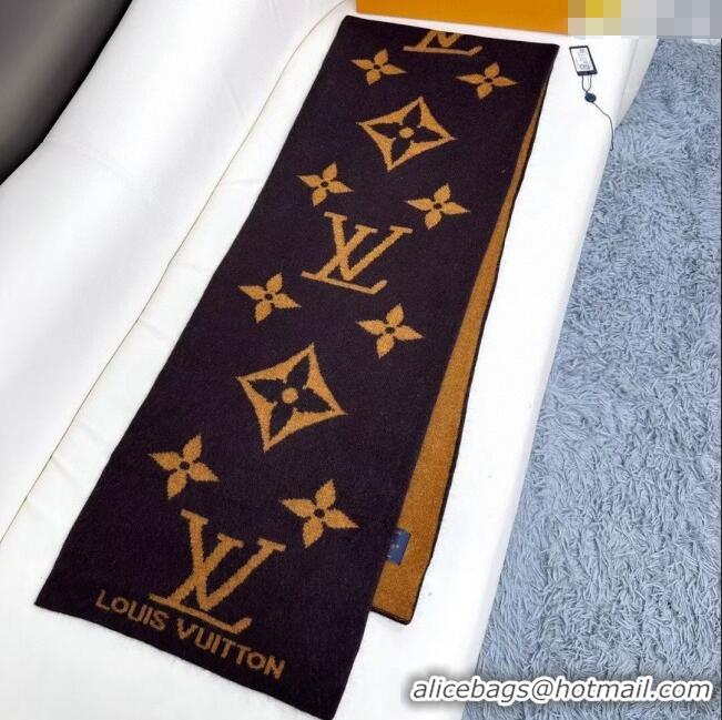 Pretty Style Louis Vuitton Cashmere Scarf LV112502 Brown 2024