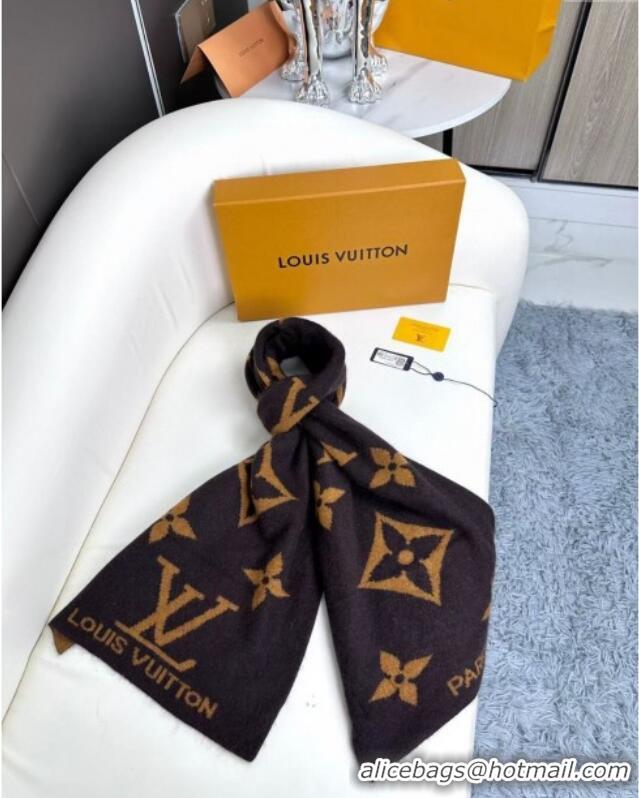 Pretty Style Louis Vuitton Cashmere Scarf LV112502 Brown 2024