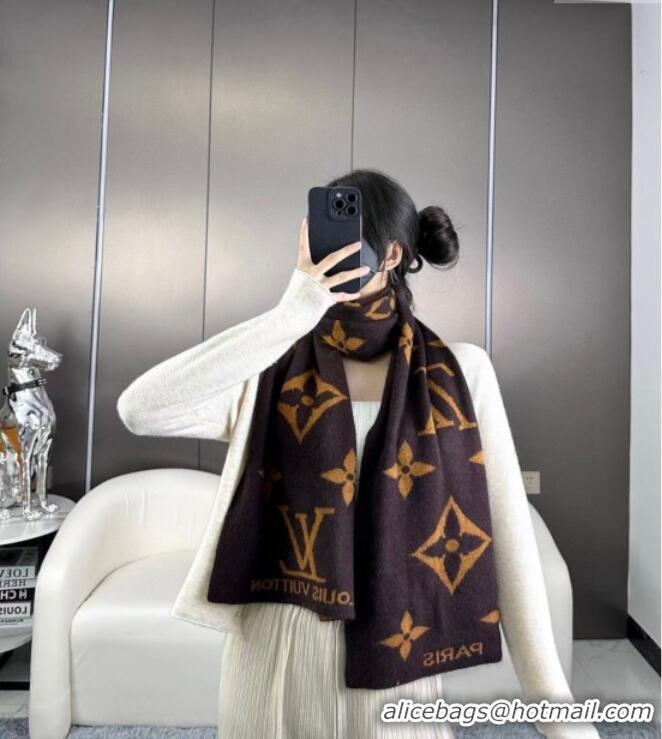 Pretty Style Louis Vuitton Cashmere Scarf LV112502 Brown 2024