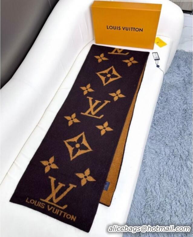 Pretty Style Louis Vuitton Cashmere Scarf LV112502 Brown 2024