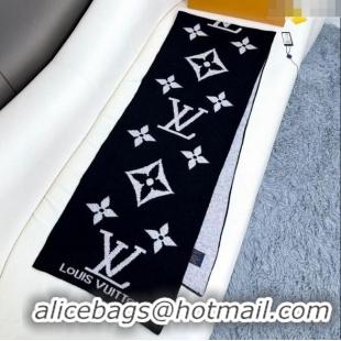 New Style Louis Vuitton Cashmere Scarf LV112503 Black 2024