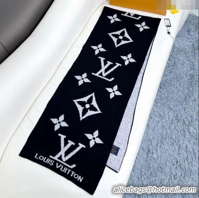 New Style Louis Vuitton Cashmere Scarf LV112503 Black 2024