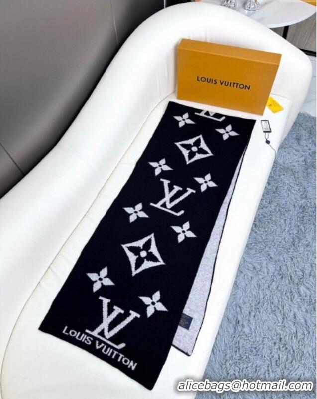 New Style Louis Vuitton Cashmere Scarf LV112503 Black 2024