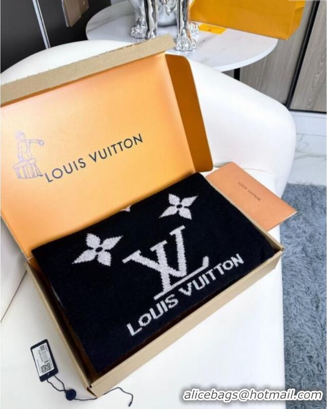 New Style Louis Vuitton Cashmere Scarf LV112503 Black 2024