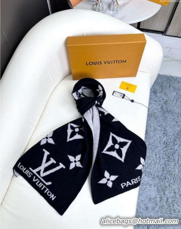 New Style Louis Vuitton Cashmere Scarf LV112503 Black 2024