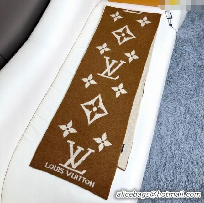 Shop Inexpensive Louis Vuitton Cashmere Scarf LV112504 Light Brown 2024