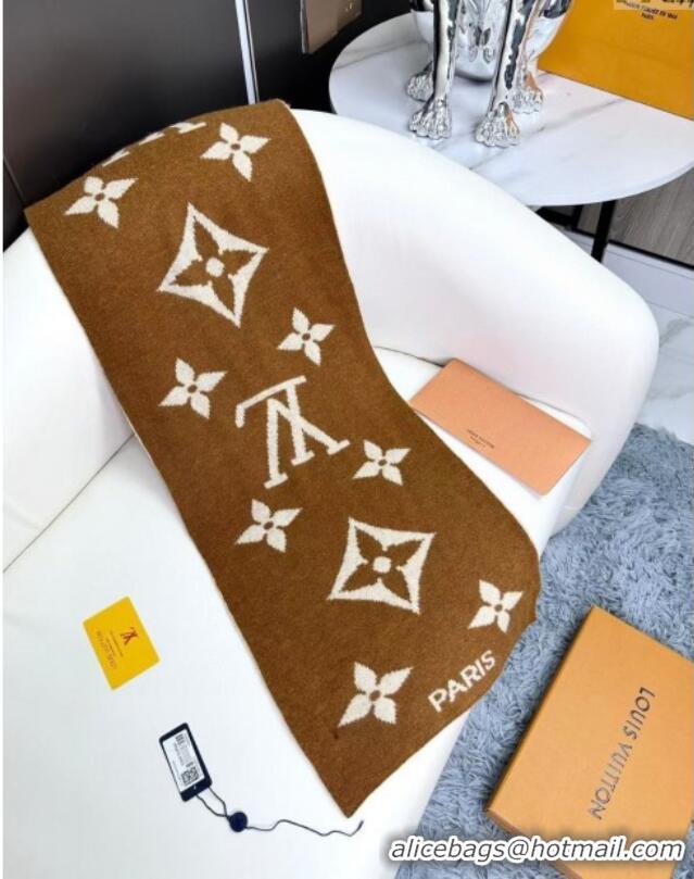 Shop Inexpensive Louis Vuitton Cashmere Scarf LV112504 Light Brown 2024