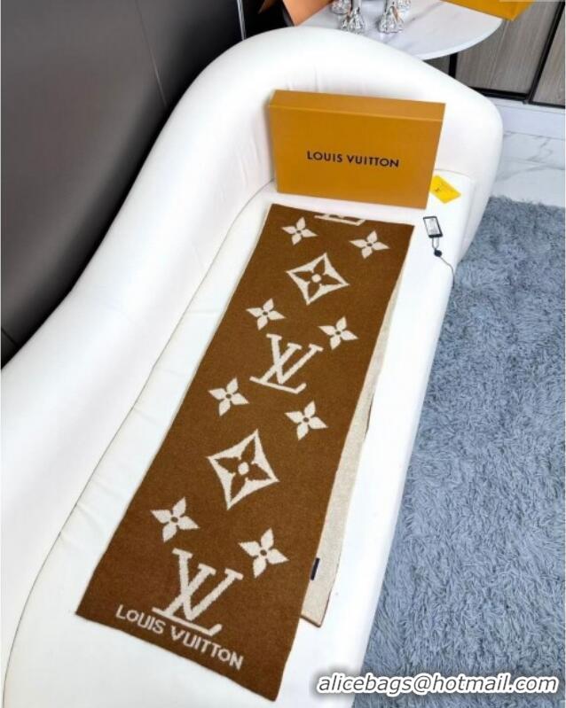 Shop Inexpensive Louis Vuitton Cashmere Scarf LV112504 Light Brown 2024