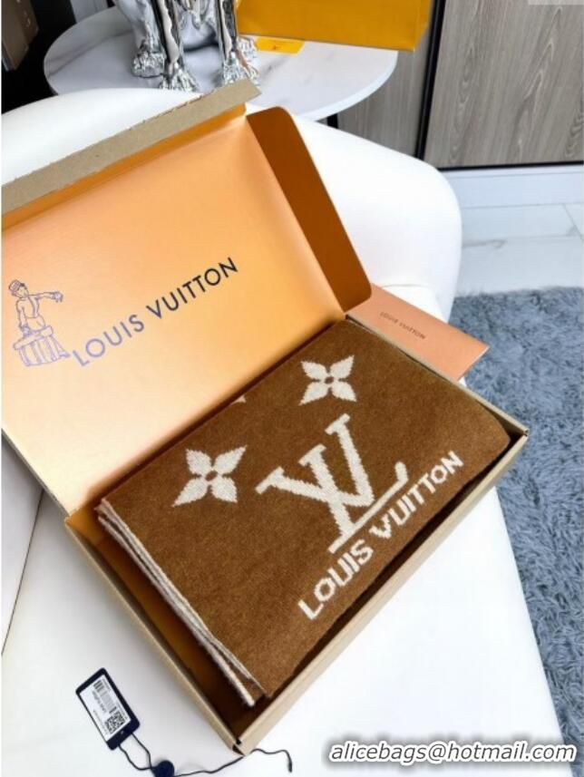 Shop Inexpensive Louis Vuitton Cashmere Scarf LV112504 Light Brown 2024