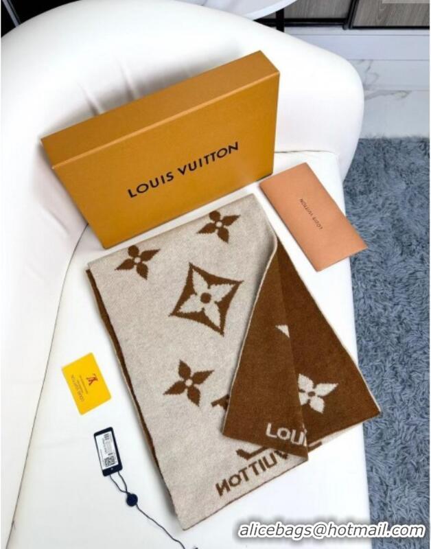 Shop Inexpensive Louis Vuitton Cashmere Scarf LV112504 Light Brown 2024