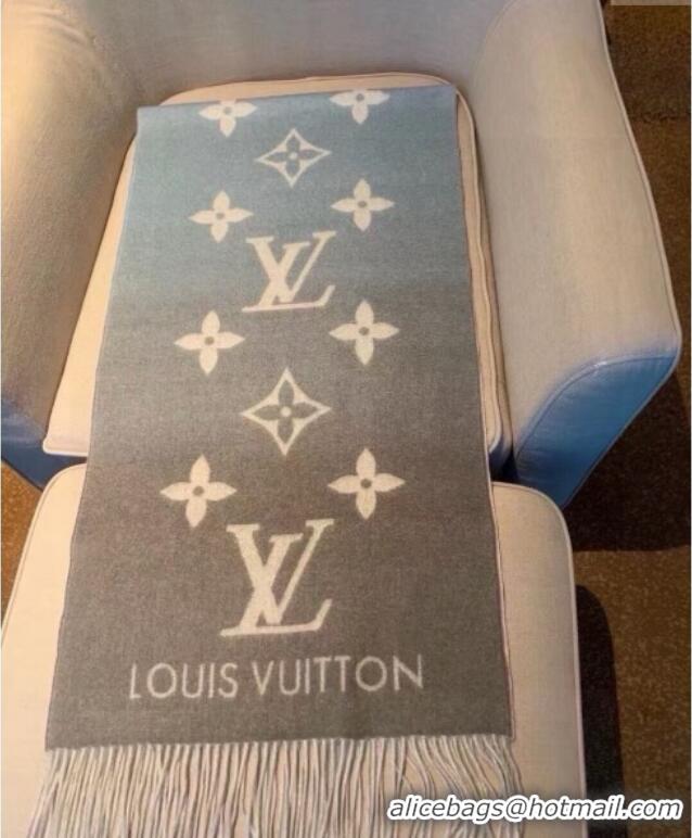 Promotional Louis Vuitton Reykjavik Gradient Cashmere Long Scarf 45x190cm 8043 Blue 2024