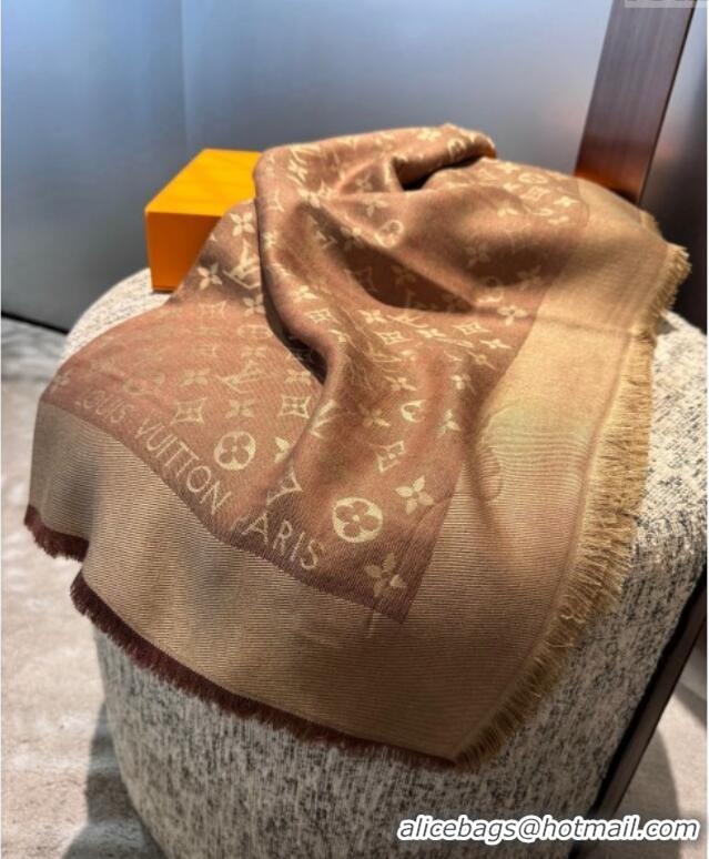 Top Grade Louis Vuitton Classic Monogram Shawl Scarf 140cm 1128 Coffee Brown 2024