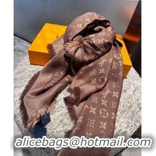 Luxurious Louis Vuitton Classic Monogram Shawl Scarf 140cm 1128 Dark Coffee 2024