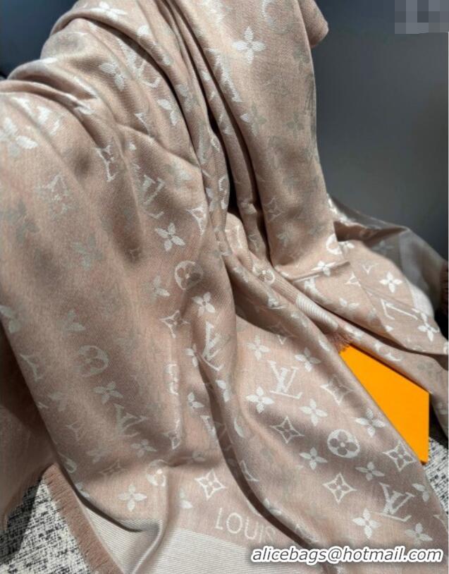 Luxury Cheap Louis Vuitton Classic Monogram Shawl Scarf 140cm 1128 Light Camel 2024