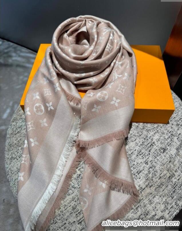 Luxury Cheap Louis Vuitton Classic Monogram Shawl Scarf 140cm 1128 Light Camel 2024