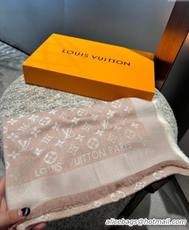 Luxury Cheap Louis Vuitton Classic Monogram Shawl Scarf 140cm 1128 Light Camel 2024