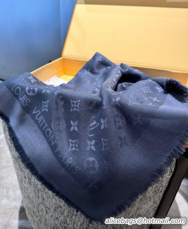 Fashion Discount Louis Vuitton Classic Monogram Shawl Scarf 140cm 1128 Dark Blue 2024